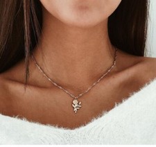 Gold Rose Necklace Jewelry Adjustable Chain Flower New 16"