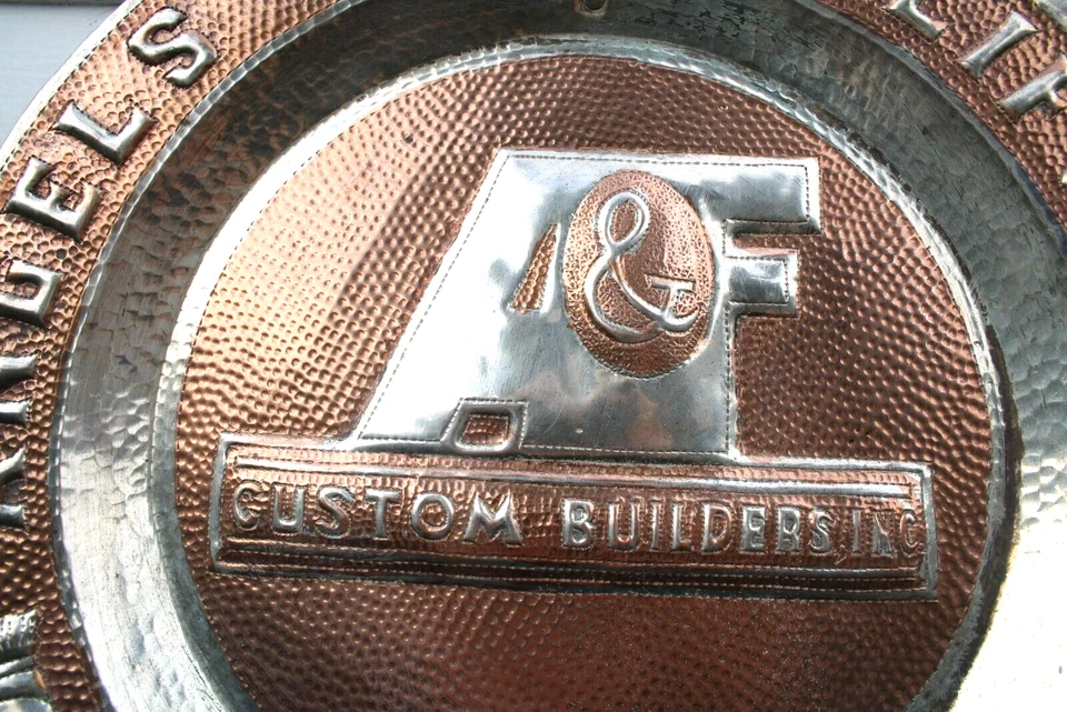 Placa publicitaria vintage Angels Camp, California cobre plata Foto 4 de 4