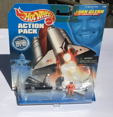 HOT WHEELS~Action Pack Set~John Glenn~Shuttle~Capsule~3figures~2 space craft