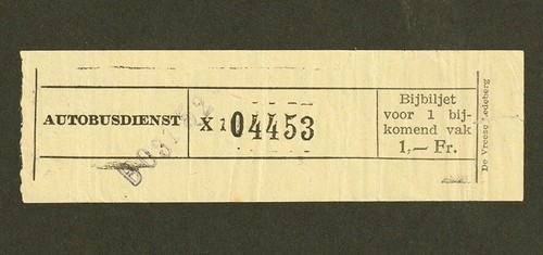 VINTAGE 1952 BELGIAN BUS TRANSPORT TICKET