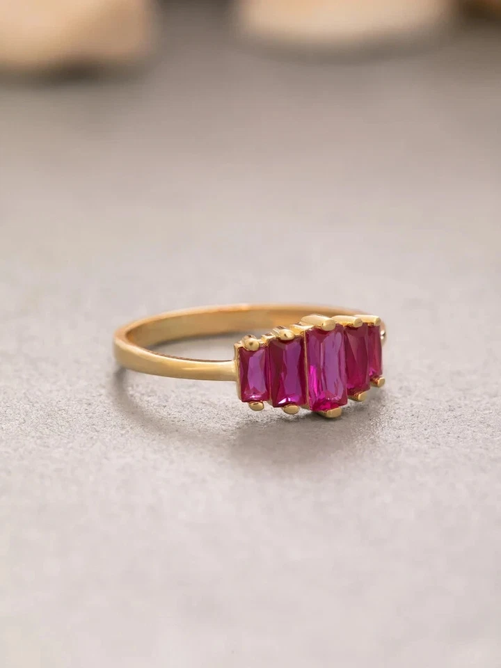 Anillo de piedras preciosas de rubí anillo de oro macizo de 10 k precioso anillo tamaño disponible Foto 2 de 4