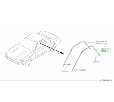 ラム NISSAN Skyline R32 WEATHER STRIP BODY SIDE LH 76861-04U01 Genuine