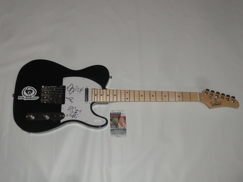 RISE AGAINST SIGNED BLACK ELECTRIC GUITAR TIM MCILRATH ALL 4 PROOF JSA COA 