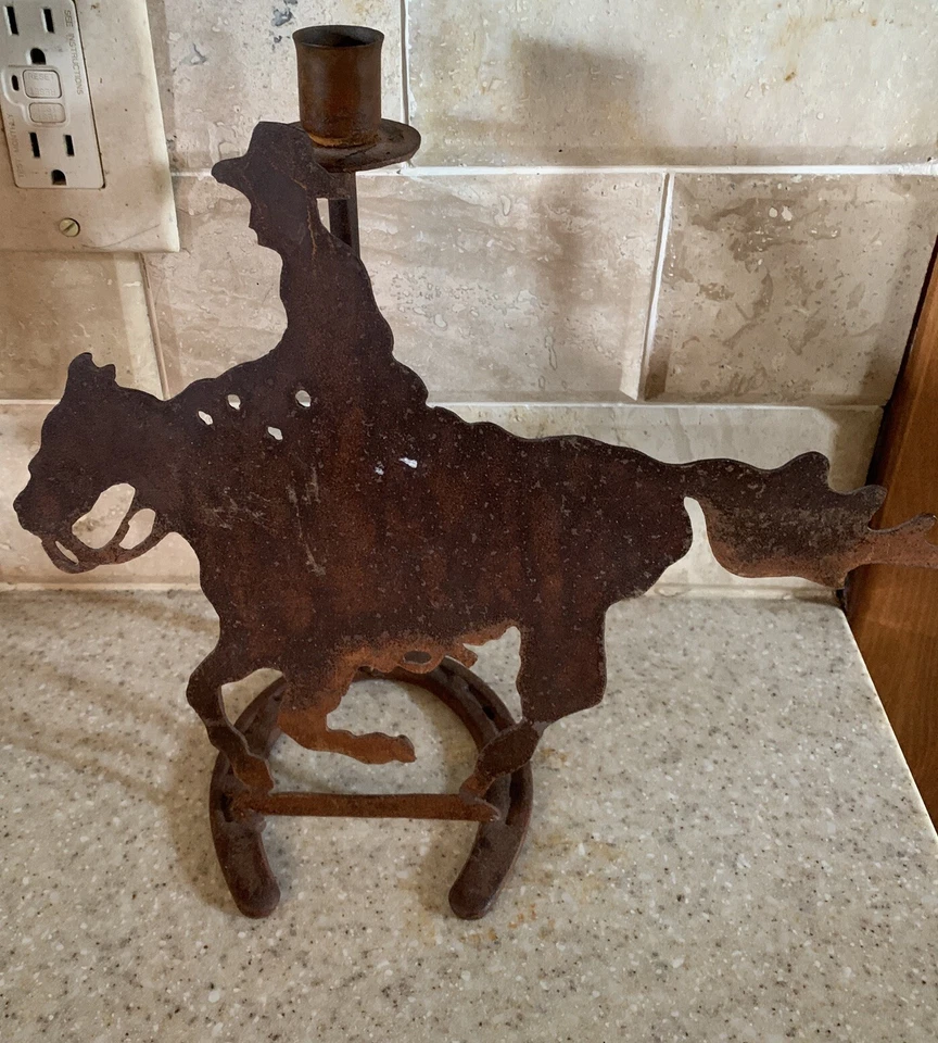 Cowboy Horseshoe Metal Shadow Cast Candle Holder Western Decor - Imagem 2 de 4