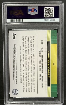 2024 Topps Chrome Tennis Carlos Alcaraz Orange Refractor /25 PSA