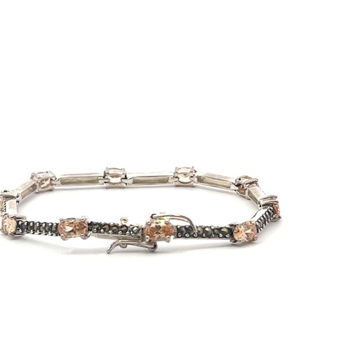 Pulsera De Citrino Durazno Natural De Plata Esterlina - Imagen 4 de 6