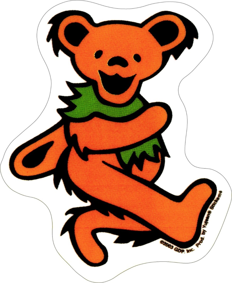Sticker - Grateful Dead Orange Dancing Jerry Bear 1960s