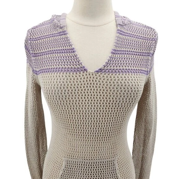 Sudadera con Capucha Juicy Couture Gris Púrpura Ajustada Tejido Abierto Suéter Para Mujer Mediana Foto 2 de 4