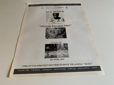 PTP02 MAGAZINE ADVERT 12X10'' M. C. BUZZ B : WORDS ESCAPE ME ALBUM