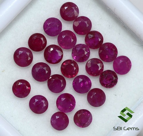 3 mm Natural Ruby Round Cut Lot 50 Pcs 7.14 Cts Calibrated Loose Gemstones - Picture 3 of 5