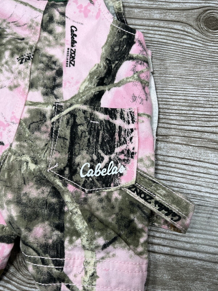 Cabelas Zonz Baby Pink Camouflage Camo Short Overalls Size 6-12