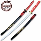 MOSHIRO Handmade Katana Sword 1045 Steel 41in Dragon Engraved on Black Scabbard