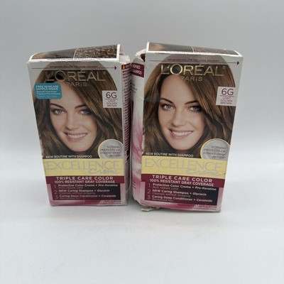 L'Oreal Paris Excellence Creme Permanent Hair Color #6G Light Golden Brown 2 PK