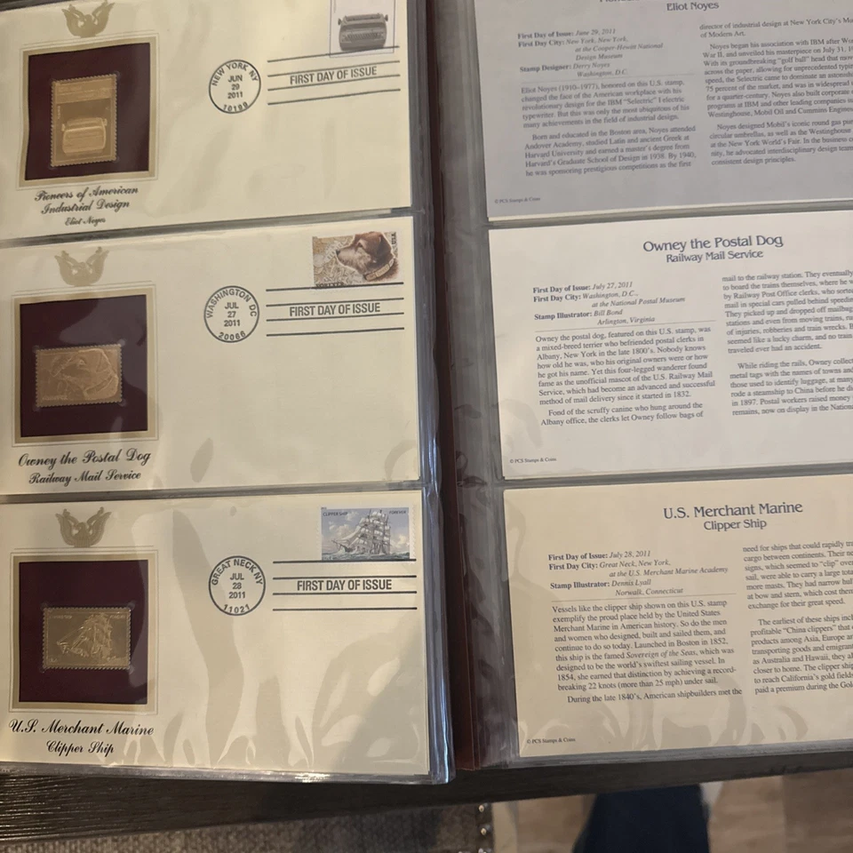 Réplicas doradas (oro 22k) de estampillas de Estados Unidos pioneras envían un bonsái hola vacaciones NUEVO Foto 3 de 4