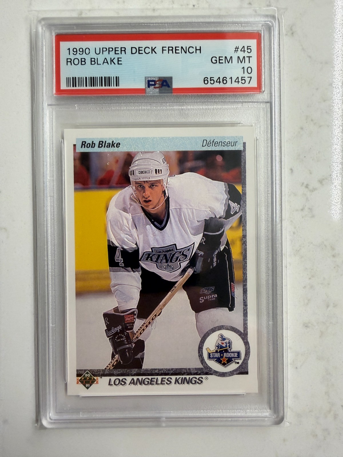 1990 Upper Deck FRENCH Rob Blake Rookie PSA 10 GEM MINT #45