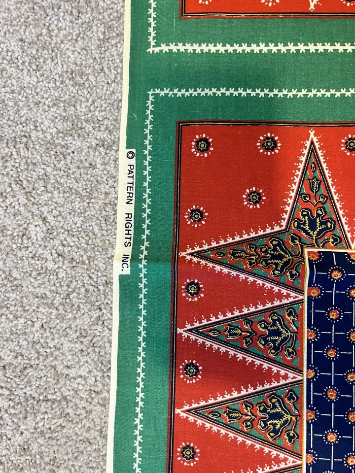 6 Vtg Country Christmas Holiday Cotton Fabric Panels Sewing Craft- Patter Rights - Image 3 of 4