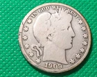 1909 (P) Barber Half Dollar -Very Good- Original - 90% Silver See Picts # 1172