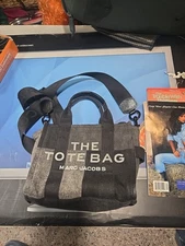 Marc Jacobs “The Tote Bag” Small Black Denim Canvas Crossbody | Zippered