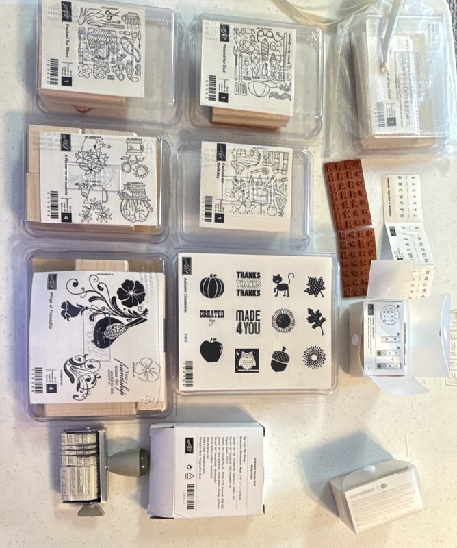 Stampin' Up! Unmounted Rubber Wood Background Stamp Lot Autumn Halloween Nature