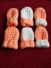 3 Pairs Hand Knitted Baby Mittens 