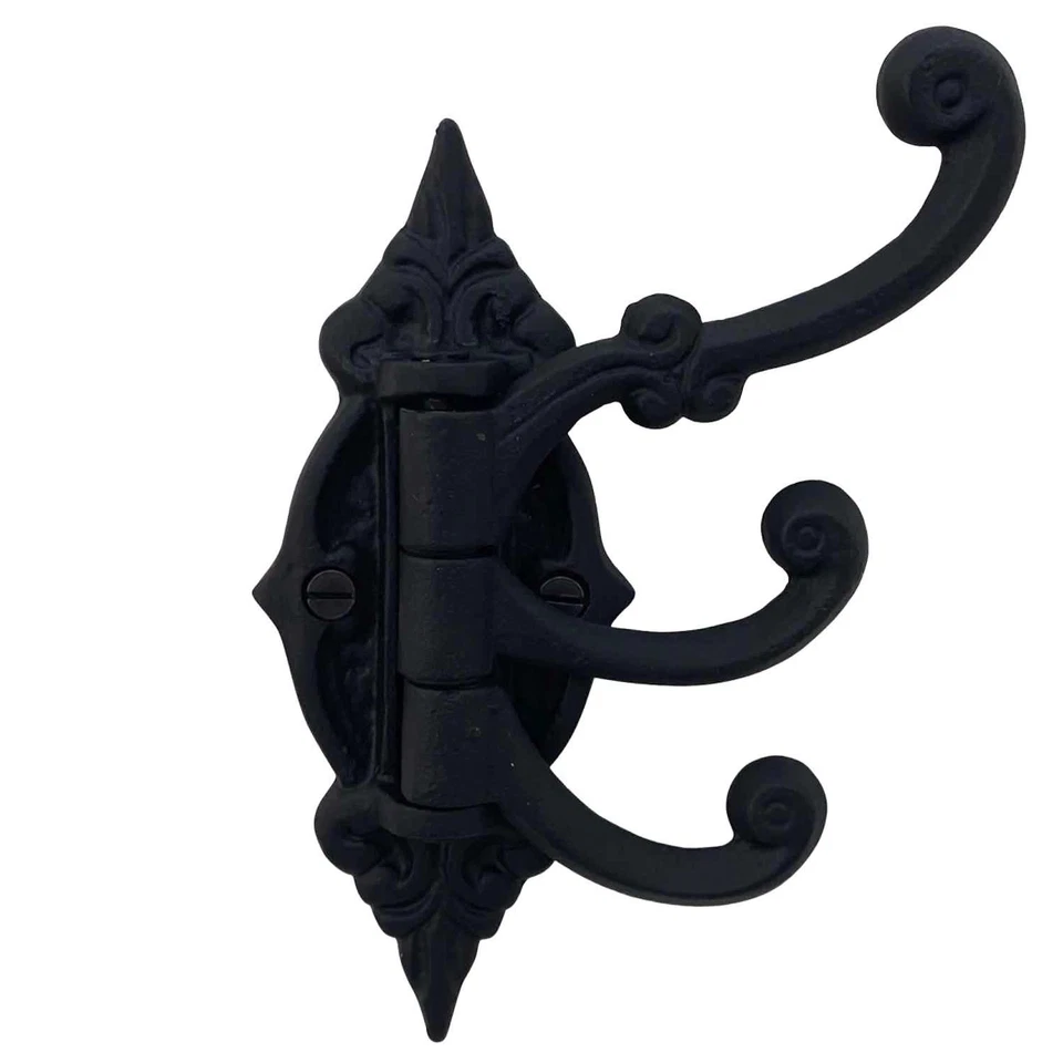 Par de ganchos de pared giratorios vintage de hierro fundido de tres brazos Foto 2 de 2