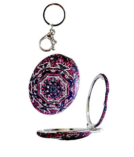 Portable Keychain Compact Mirror – Travel Pocket Makeup Mirror with Key Ring
