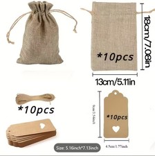 Premium Burlap Small Gift Bags w/Drawstring - 30Pcs 5"x7" Sacks w/Tag String