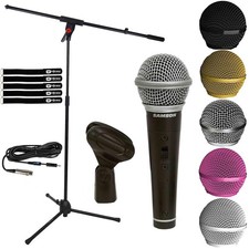 Handheld Dynamic Karaoke Computer Microphone Vocal DJ PA Mic w Stand Cables