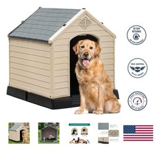 Weather-Resistant Plastic Dog House - Sleek Design for Small to Medium Breeds