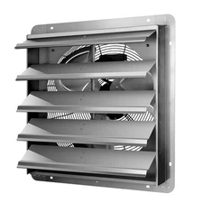 20 In Wall Mounted Shutter Exhaust Fan, Aluminum, 1200 RPM, 3368 CFM, for Attic
