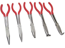 5 pc Long Nose Pliers  11" Bent Needle Cable Straight Nose Long Reach Pliers kit