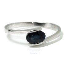 Sapphire Mothers Ring Sterling Stackable Birthstone September Gemstone sz 4 5 6