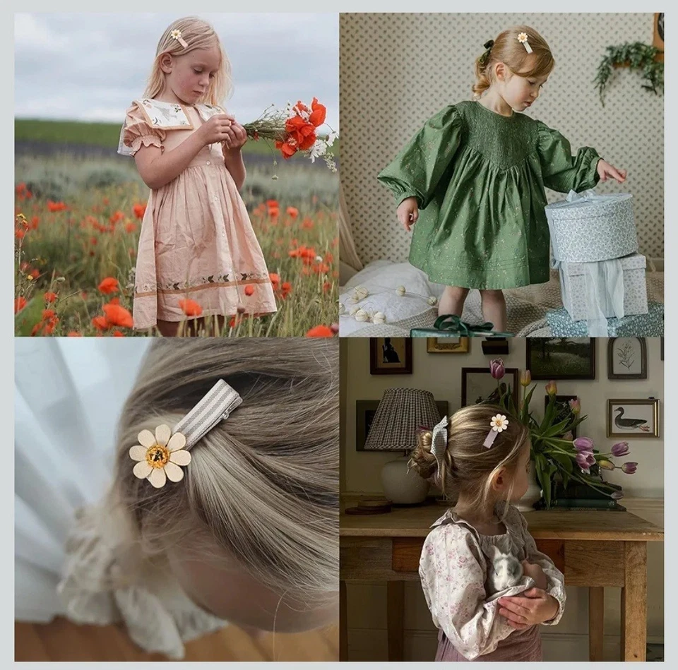 Заколки для волос для девочек женщин ясельного возраста BabyAssorted 20шт цветок ромашки ткани полный... - Изображение 2 из 4