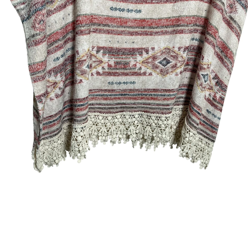 American Rag Blouse Women's S/M Striped Lace Knit Round Neck Boho Shirt Top - Image 3 of 4