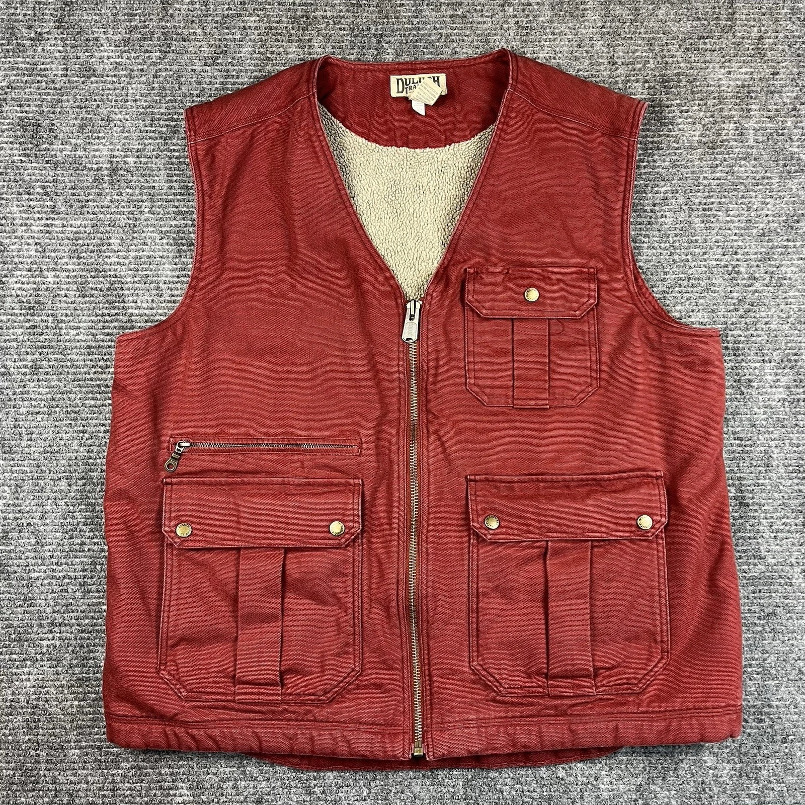 Duluth Trading XL Sherpa Lined Cotton Canvas Vest Jacket Full Zip