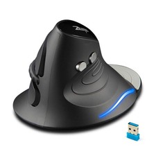 Vertical Wireless Mouse 2400 DPI Removable Wrist Rest 6 Buttons LED Black PC