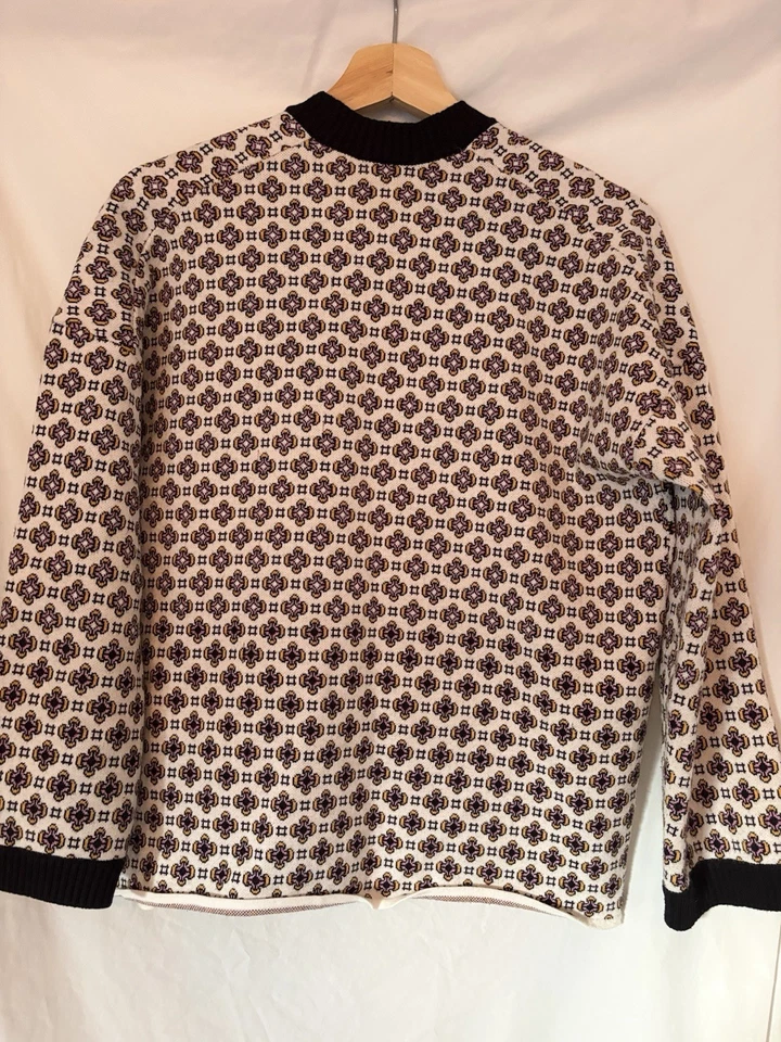 Maje Monasty Graphic Cardigan Sweater Buttons V-neck Pockets Sz 2 Urban Parisian - Image 3 of 4