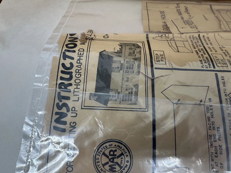 Marx пригородный колониальный кукольный домик оловянный литографический с мебелью - Изображение 4 из 4