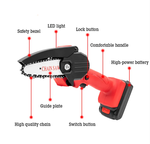 Mini motosega elettrica 2 Batterie 48V Elettrosega tagliarami + VALIGIA OMAGGIO - Foto 3 di 11