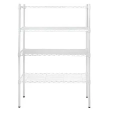   4-Tier Wire Shelf Unit, White, Garage Storage, Storage Rack, Adult