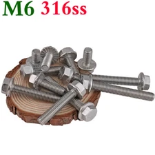 M6 316 Stainless Steel Serrated Hex Flange Bolts Hexagon Flanged Cap Head Screws