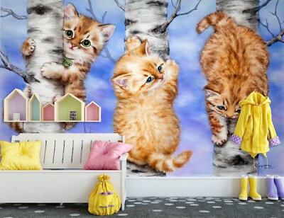 3D Orange Cat A2545 Wallpaper Wall Mural Self-adhesive Kayomi Harai Amy 2023