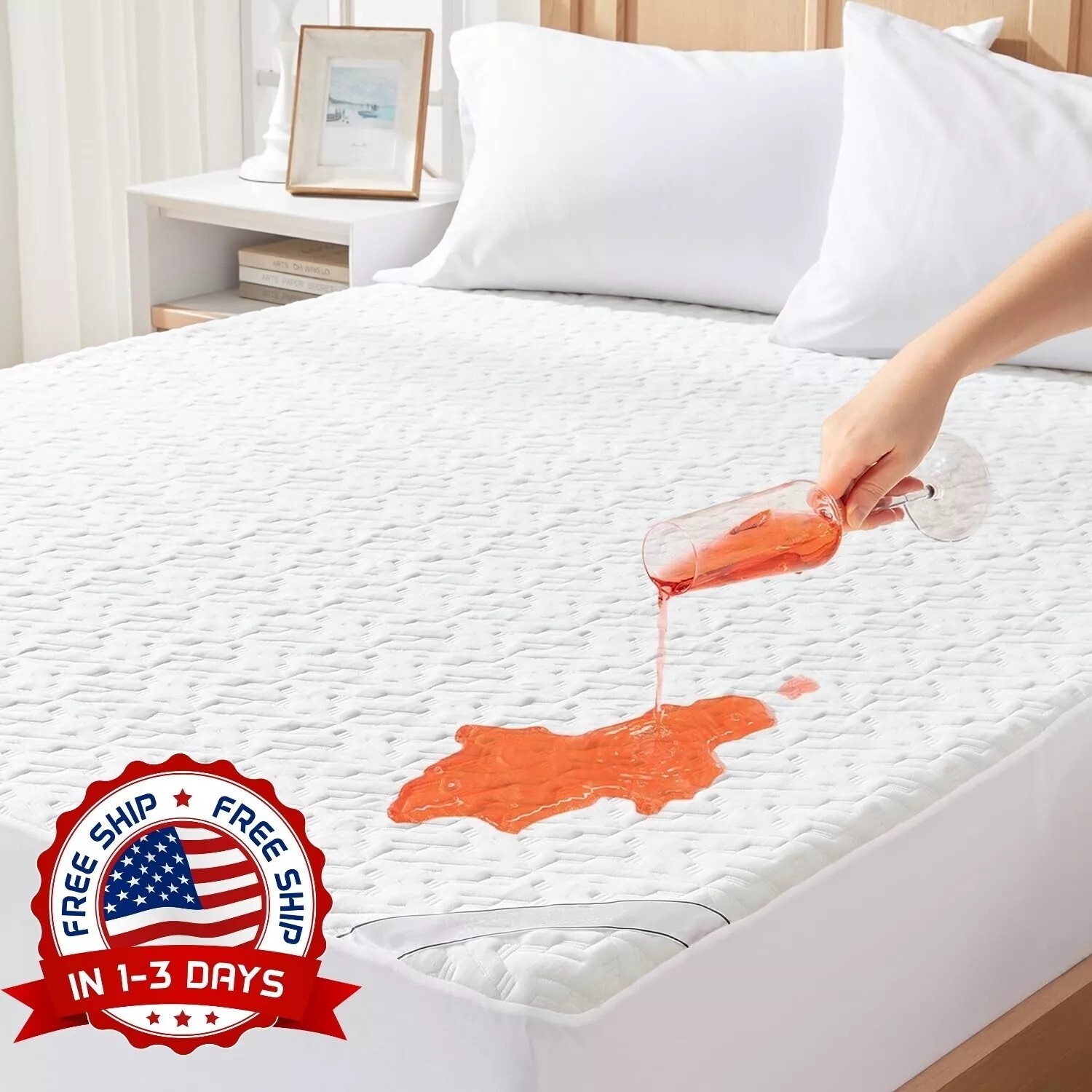 Cubrecolchón King Size Protector De Colchón Con La Parte Superior Acolchada NEW.