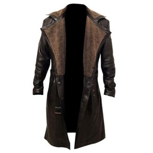Manteau Long En Cuir Style Militaire Allemand Vintage 1944 - Taille XL - Trench Noir Surdimensionné