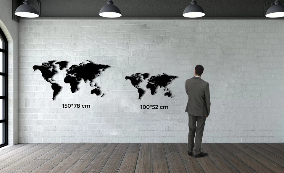 Mapa del Mundo Decoración de Pared de Metal para Hogar y Exterior - Decoración de Arte de Pared Foto 3 de 3