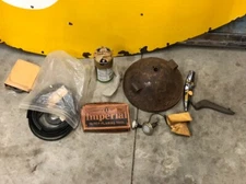 LARGE LOT Vintage CAR PARTS Fork Mount Headlight Trunk Hinges Wheel Spokes OLD