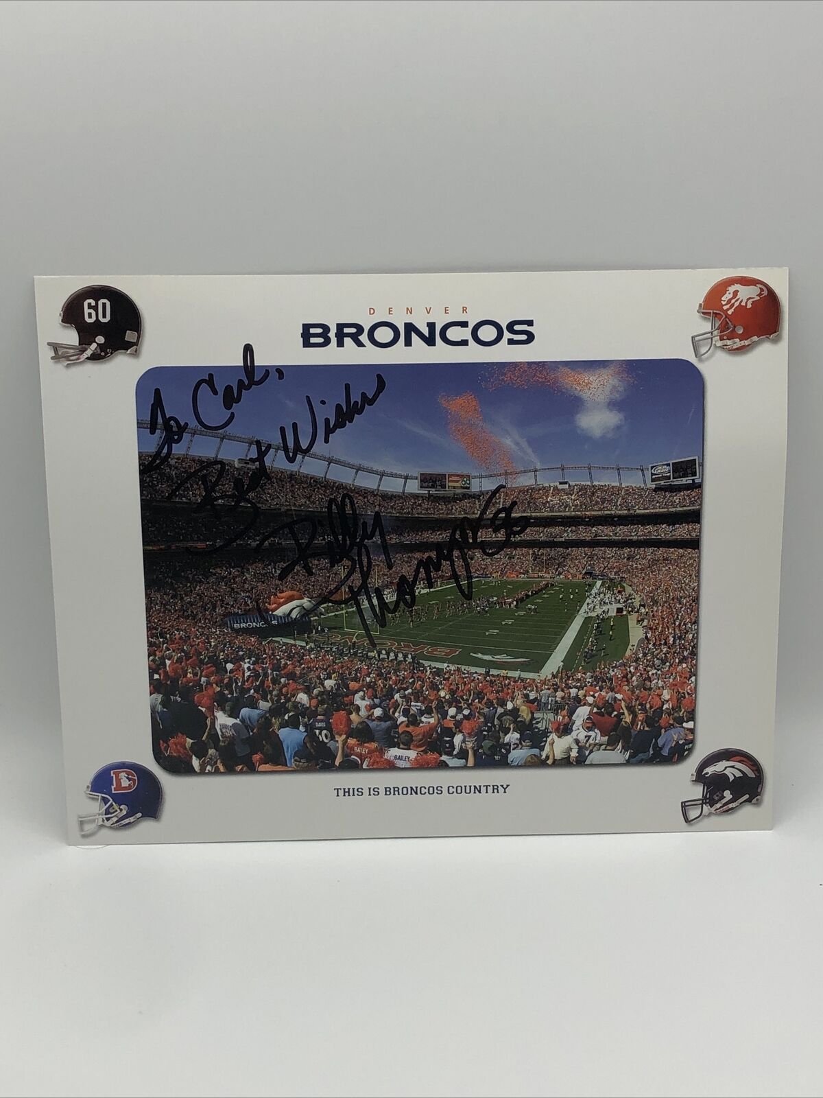 Billy Thompson Autographed/Signed Denver Broncos 8x10 Photo