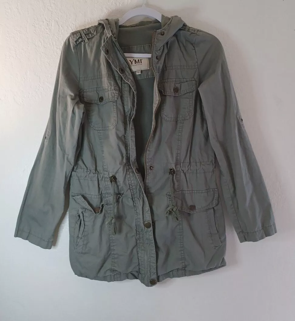YMI Army Green Jacket Size Small Army Style Pockets Cinch Roll Tab