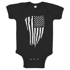 American Flag Vertical Baby Romper One-Piece Bodysuit