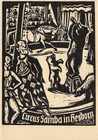 Postcard woodcut W. Pfeiffer - circus / circus samba in Herborn